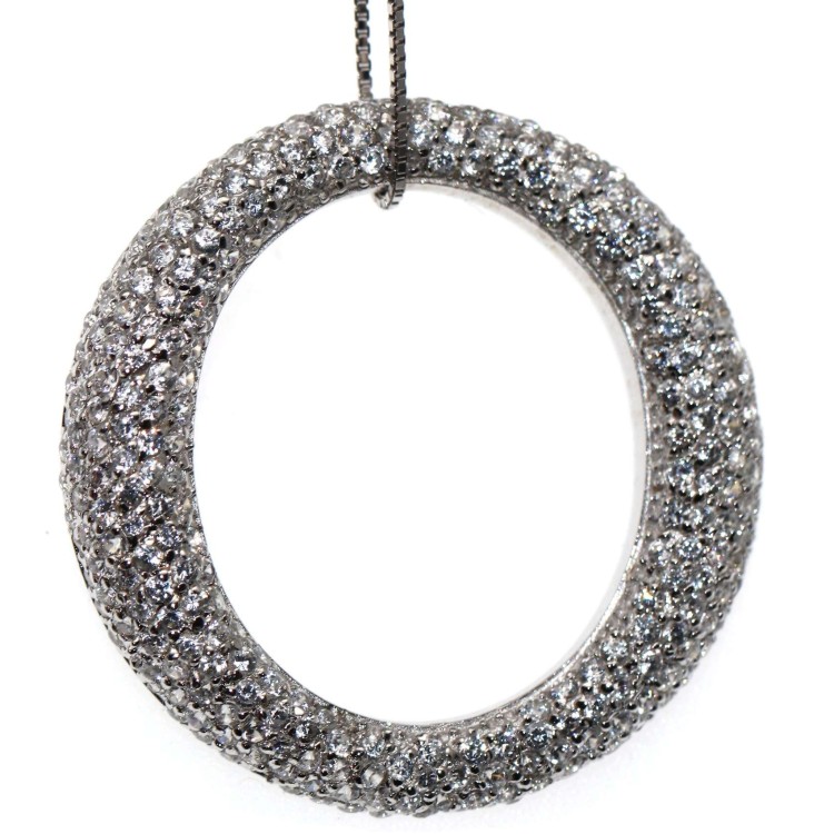 NSA|collana argento 925 ciondolo chetè laroche anello cerchio pavè brillanti zirconi