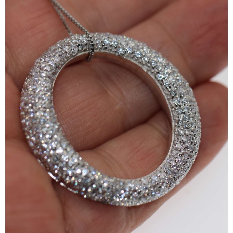 NSA|925 silver necklace pendant chetè laroche circle ring pavé brilliant zircons