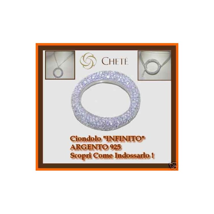 NSA|collana argento 925 ciondolo chetè laroche anello cerchio pavè brillanti zirconi