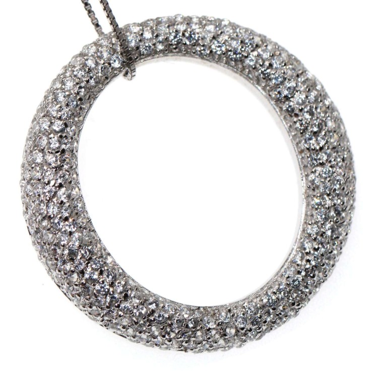 NSA|collana argento 925 ciondolo chetè laroche anello cerchio pavè brillanti zirconi