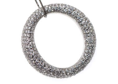 NSA|925 silver necklace pendant chetè laroche circle ring pavé brilliant zircons