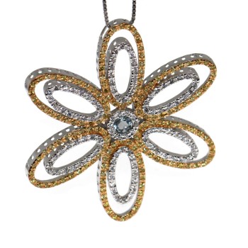 NSA|925 silver necklace flower pendant topaz chete laroche zircons