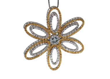 NSA|925 silver necklace flower pendant topaz chete laroche zircons