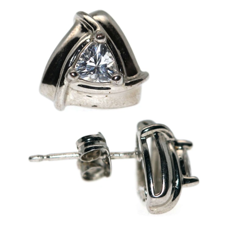 NSA|orecchini punto luce argento 925 triangolari zircone chete laroche