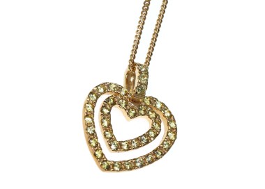 NSA|ciondolo e collana cuore doppio argento 925 zirconi peridot chete laroche donna