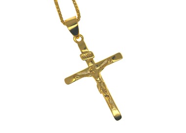 NSA|collana argento 925 croce placcata in oro giallo crocefisso NALBORI