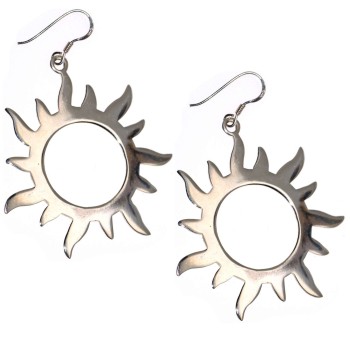 NSA|sun earrings with rays pendants silver 925 ethnic woman