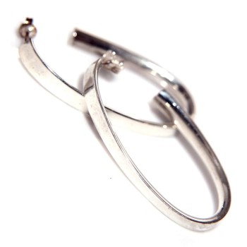 NSA|925 silver earrings big flat shiny oval open ethnic rings