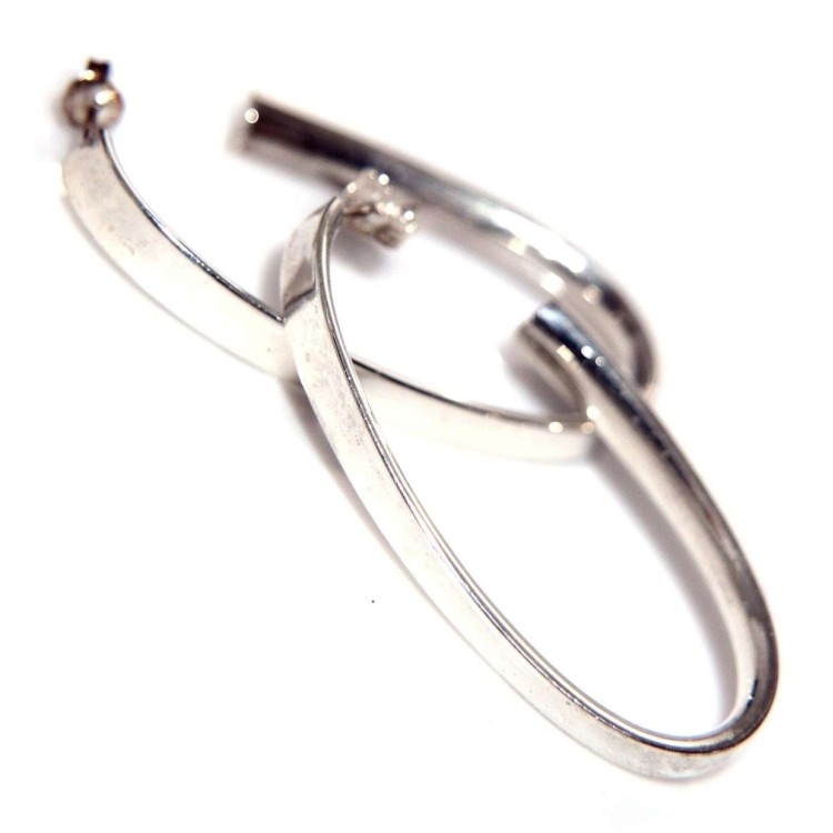 NSA|925 silver earrings big flat shiny oval open ethnic rings