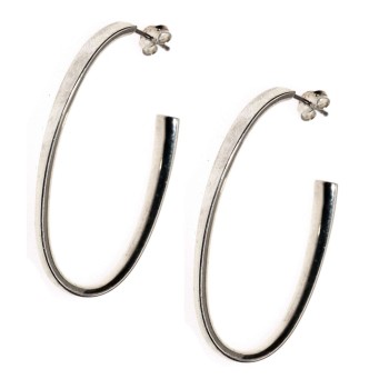 NSA|925 silver earrings big flat shiny oval open ethnic rings