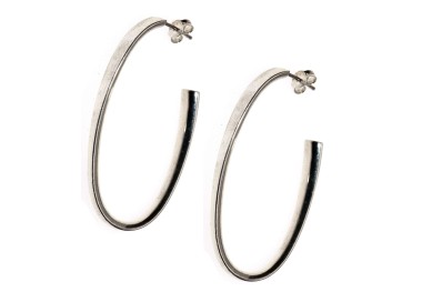 NSA|925 silver earrings big flat shiny oval open ethnic rings
