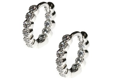 NSA|Orecchini a cerchio zirconi interno esterno ottone rodiato 18kGF 14mm