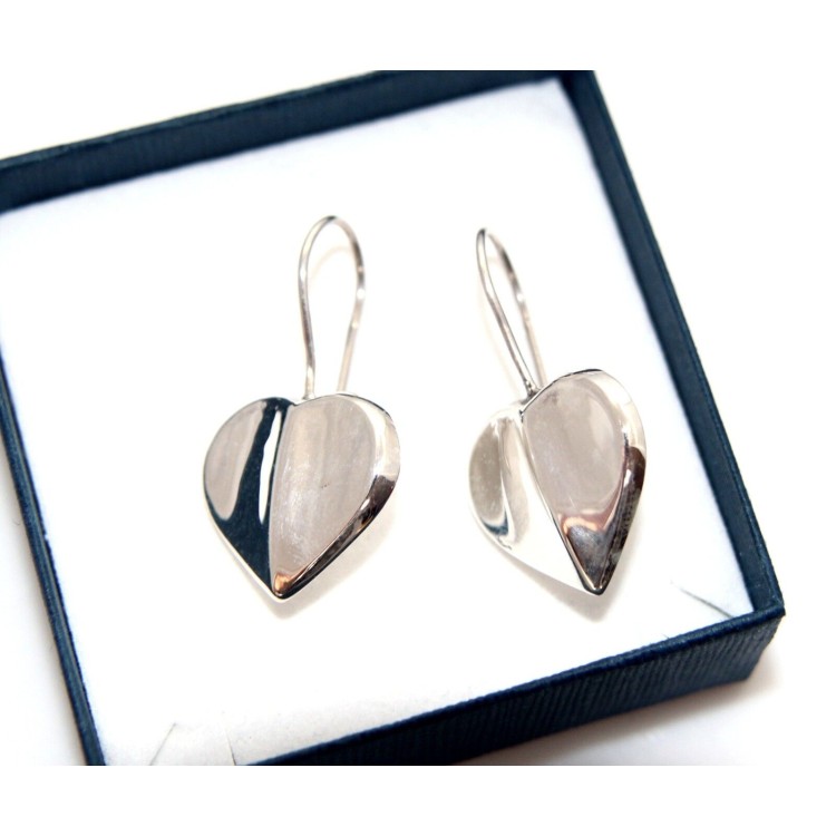 NSA|earrings 925 silver hearts shaped smooth pendants with hook for women and girls