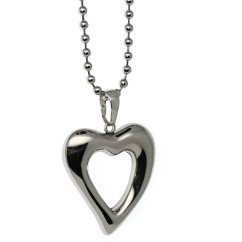 NSA|steel open heart necklace with ball chain for women and men