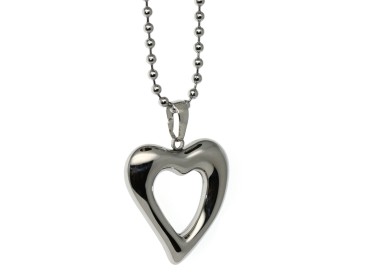 NSA|steel open heart necklace with ball chain for women and men