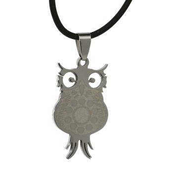 NSA|Owl satin hypoallergenic steel necklace with black lace for men and women