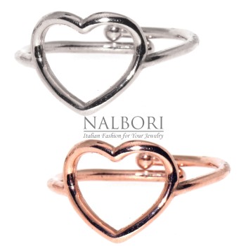 NSA|Anello argento 925 cuore regolabile placcato oro rosa bianco