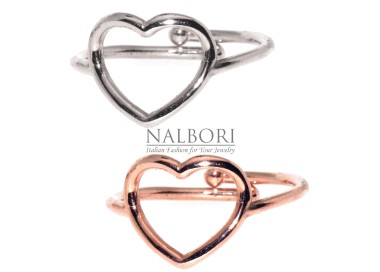 NSA|Anello argento 925 cuore regolabile placcato oro rosa bianco