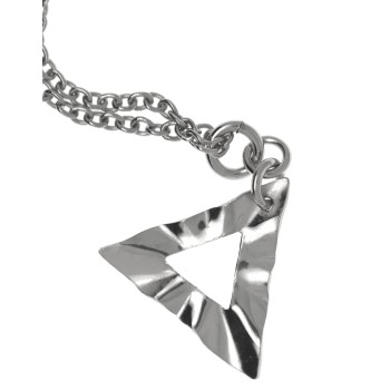NSA|925 sterling silver pendant triangle pyramid hammered choker