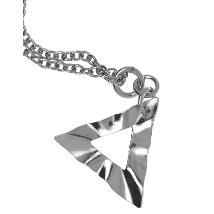 NSA|925 sterling silver pendant triangle pyramid hammered choker
