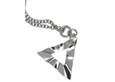 NSA|925 sterling silver pendant triangle pyramid hammered choker