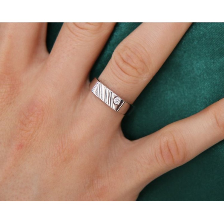 NSA|Silver Ring 925 men to shield chevalier pinky rectangular zircon