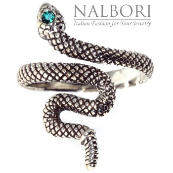 NSA|snake ring silver 925 emerald green zircon woman