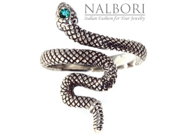 NSA|snake ring silver 925 emerald green zircon woman