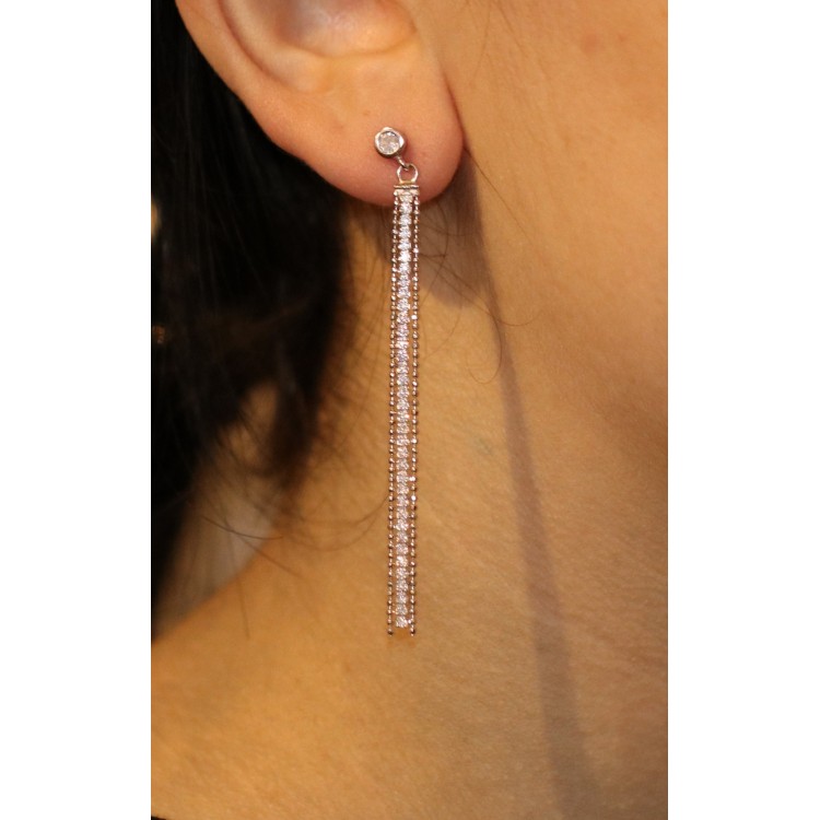 NSA|925 silver tennis earrings with zircon tails and diamond balls for women