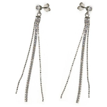 NSA|Orecchini argento 925 tennis codine zirconi e palline diamantate donna NALBORI