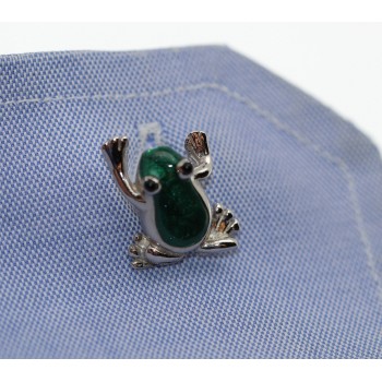 NSA|Gemelli rana ranocchio per camicia in Argento 925 smalto verde uomo