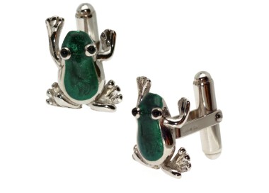 NSA|Gemelli rana ranocchio per camicia in Argento 925 smalto verde uomo