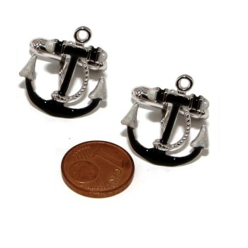 NSA|Mens Cufflinks to anchor shirt Silver 925 black enamel handmade