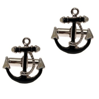 NSA|Cufflinks marine black anchor Silver 925 for man handmade