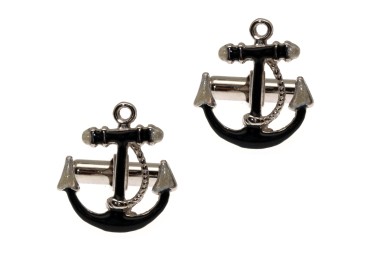 NSA|Cufflinks marine black anchor Silver 925 for man handmade