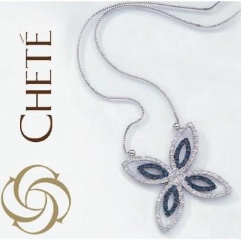 NSA|Chetè Laroche: 925 silver necklace and pendant with midnight blue zircons