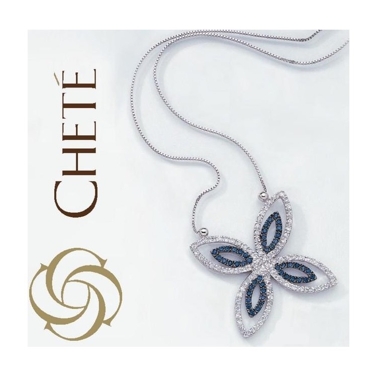 NSA|Chetè Laroche: 925 silver necklace and pendant with midnight blue zircons