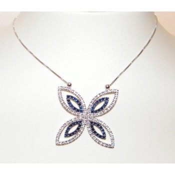 NSA|Chetè Laroche: 925 silver necklace and pendant with midnight blue zircons