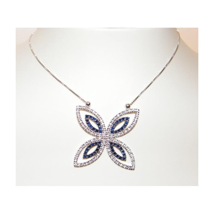 NSA|Chetè Laroche: 925 silver necklace and pendant with midnight blue zircons