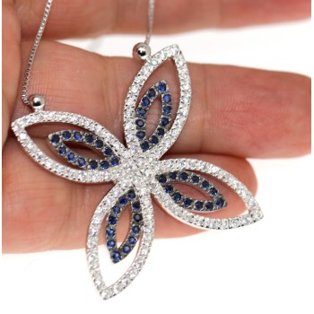 NSA|Chetè Laroche: 925 silver necklace and pendant with midnight blue zircons