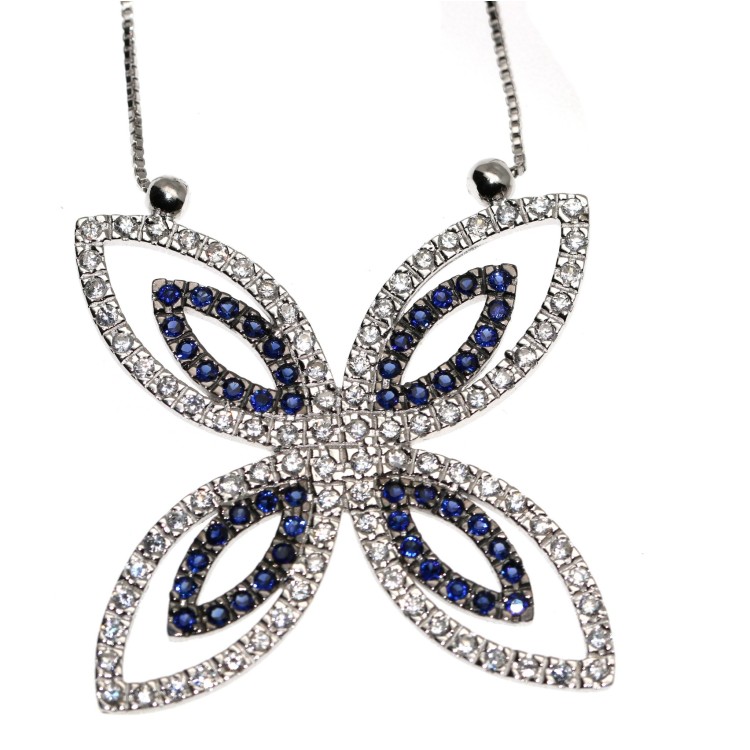 NSA|Chetè Laroche: 925 silver necklace and pendant with midnight blue zircons