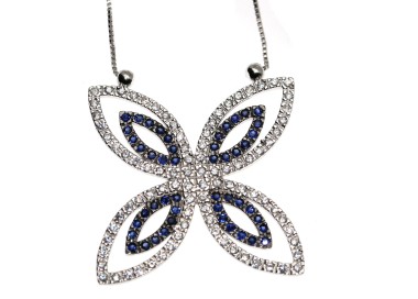 NSA|Chetè Laroche : COLLANA e CIONDOLO ARGENTO 925 ZIRCONI blu notte