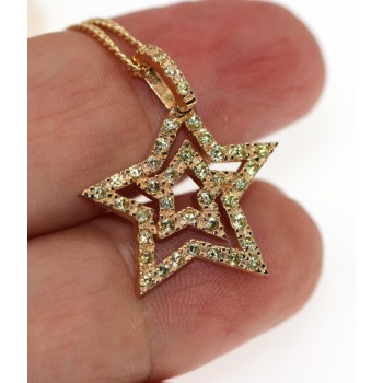 NSA|Chetè & Laroche necklace with astra star pendant 925 yellow gold plated silver with zircons