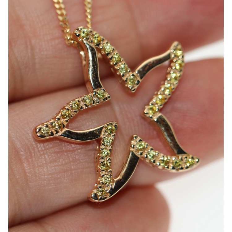 NSA|Chetè & Laroche necklace with starfish pendant in yellow gold plated 925 silver with zircons