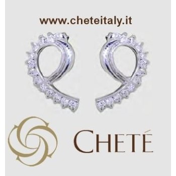 NSA|Chetè Laroche wave earrings 925 silver with white zircons for women