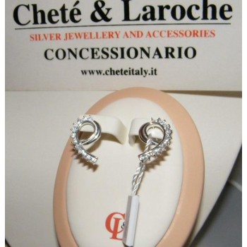 NSA|Chetè Laroche ORECCHINI ARGENTO 925 effetto ORO BIANCO con ZIRCONI