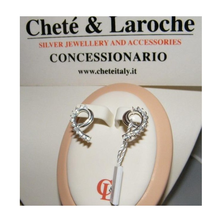 NSA|Chetè Laroche ORECCHINI ARGENTO 925 effetto ORO BIANCO con ZIRCONI