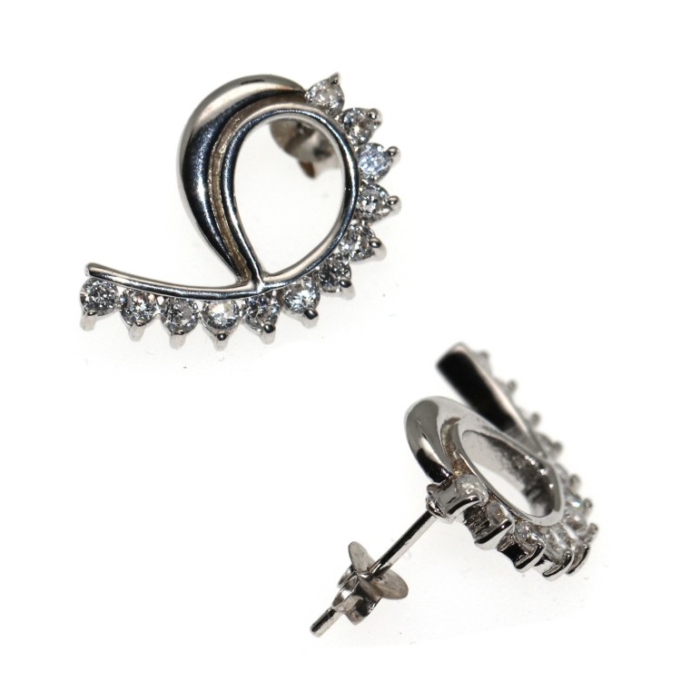 NSA|Chetè Laroche wave earrings 925 silver with white zircons for women