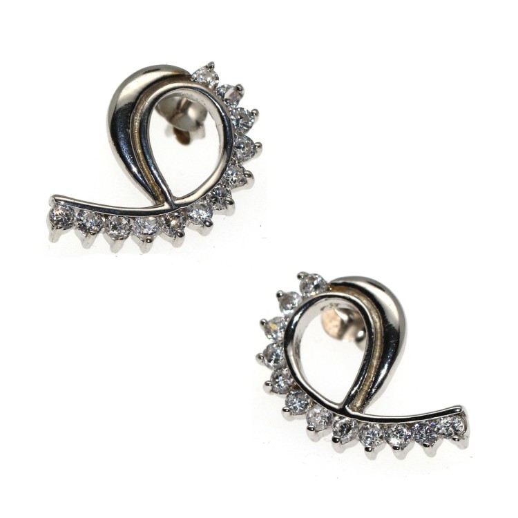 NSA|Chetè Laroche wave earrings 925 silver with white zircons for women