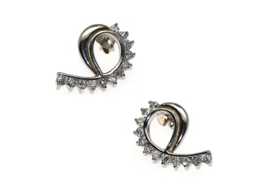 NSA|Chetè Laroche wave earrings 925 silver with white zircons for women